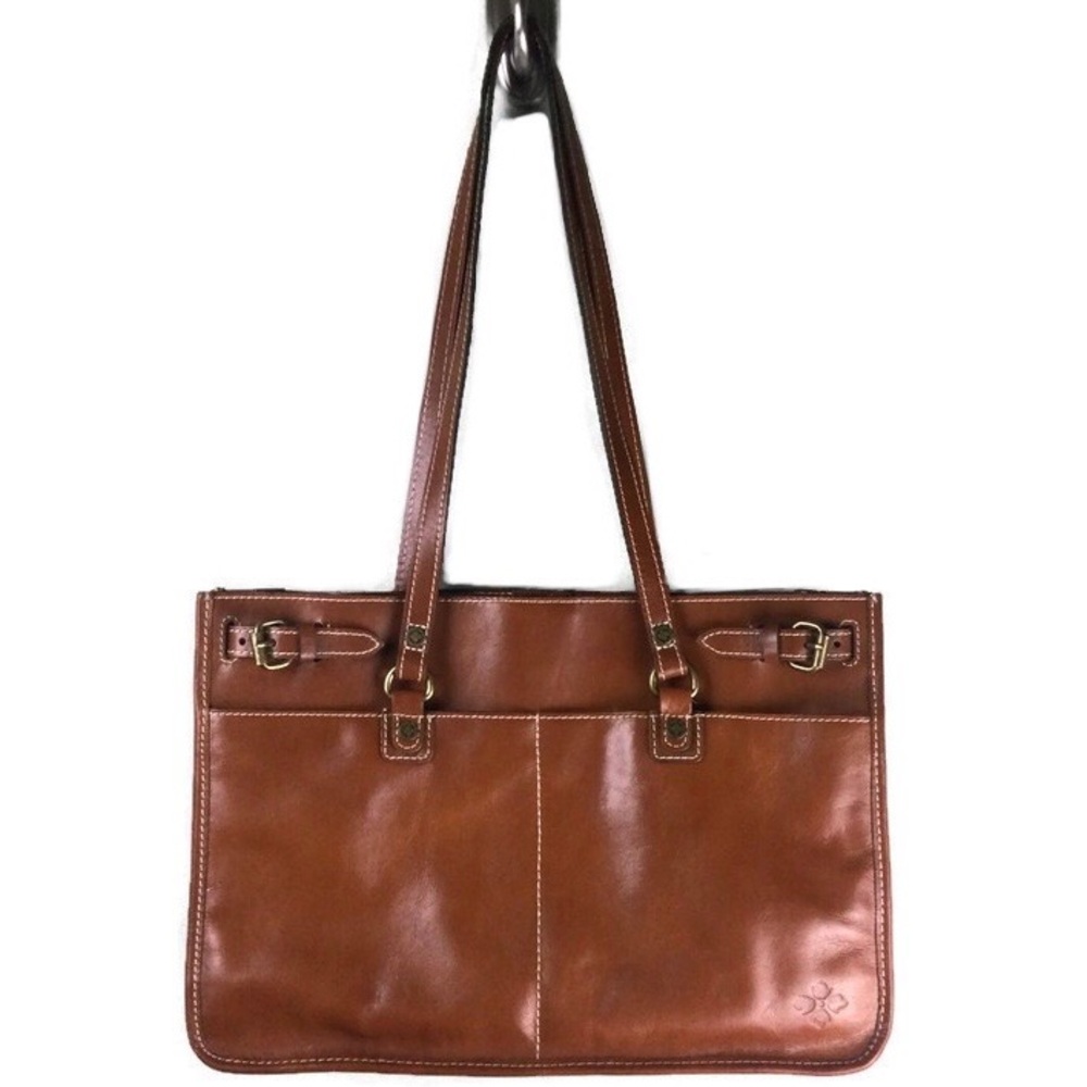 Patricia Nash Olivenza Leather Double Handle Snap Top Tote Bag